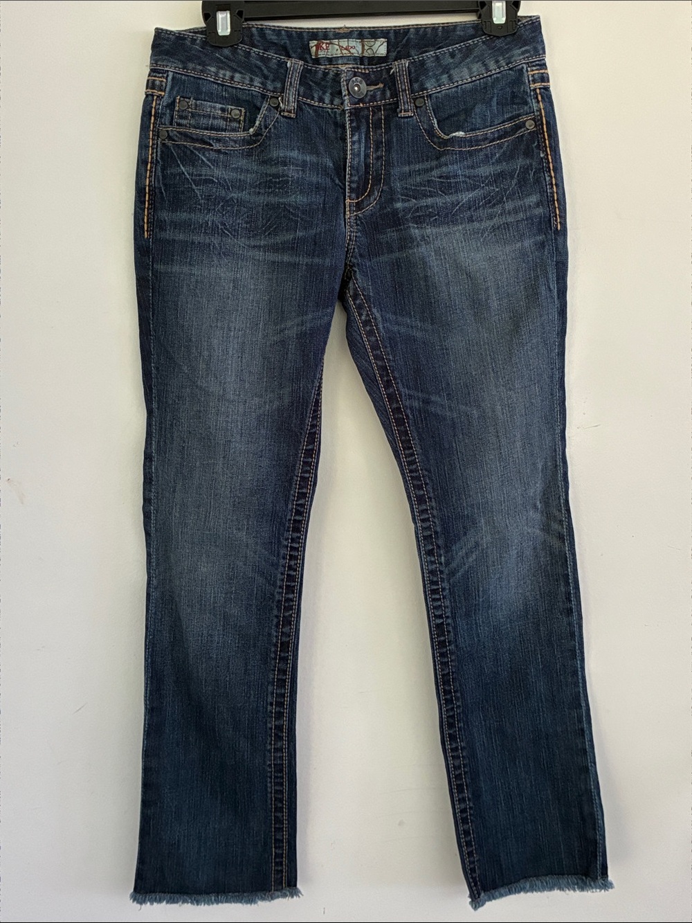 BKE Lexi Women’s Dark Blue Straight Leg Stretch Jeans 28 Embellished pockets